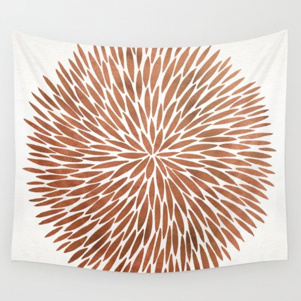 Rose Gold Sunburst Wall Tapestry